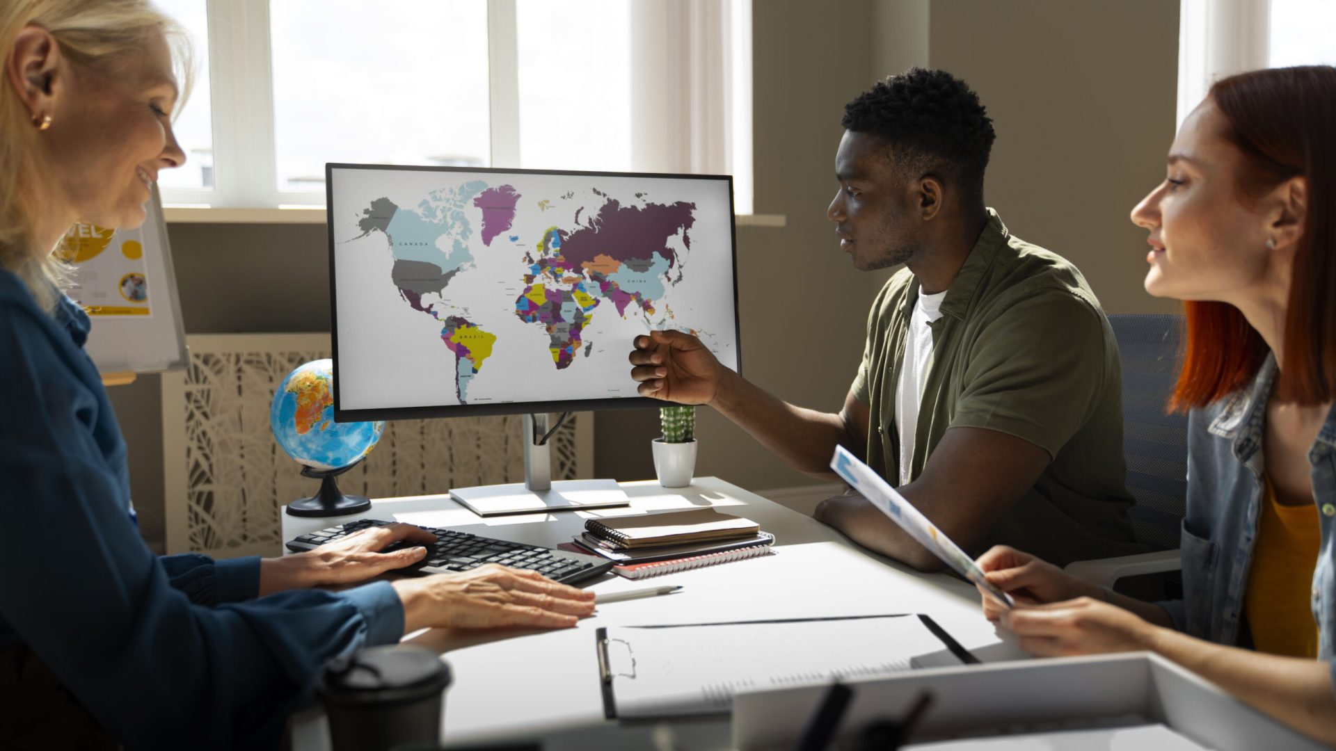 side-view-woman-working-as-travel-agent